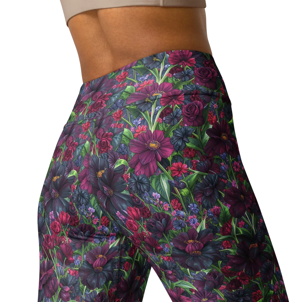 Velvet Night Garden on Yoga Leggings — Back 2
