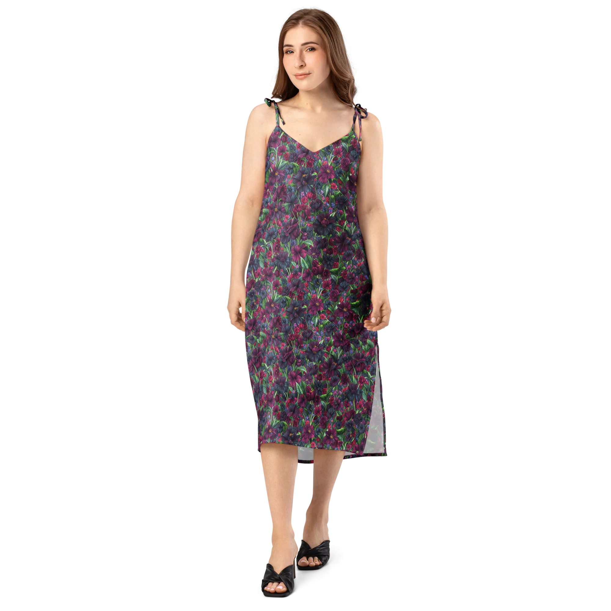 Velvet Night Garden on Slip Dress — Front