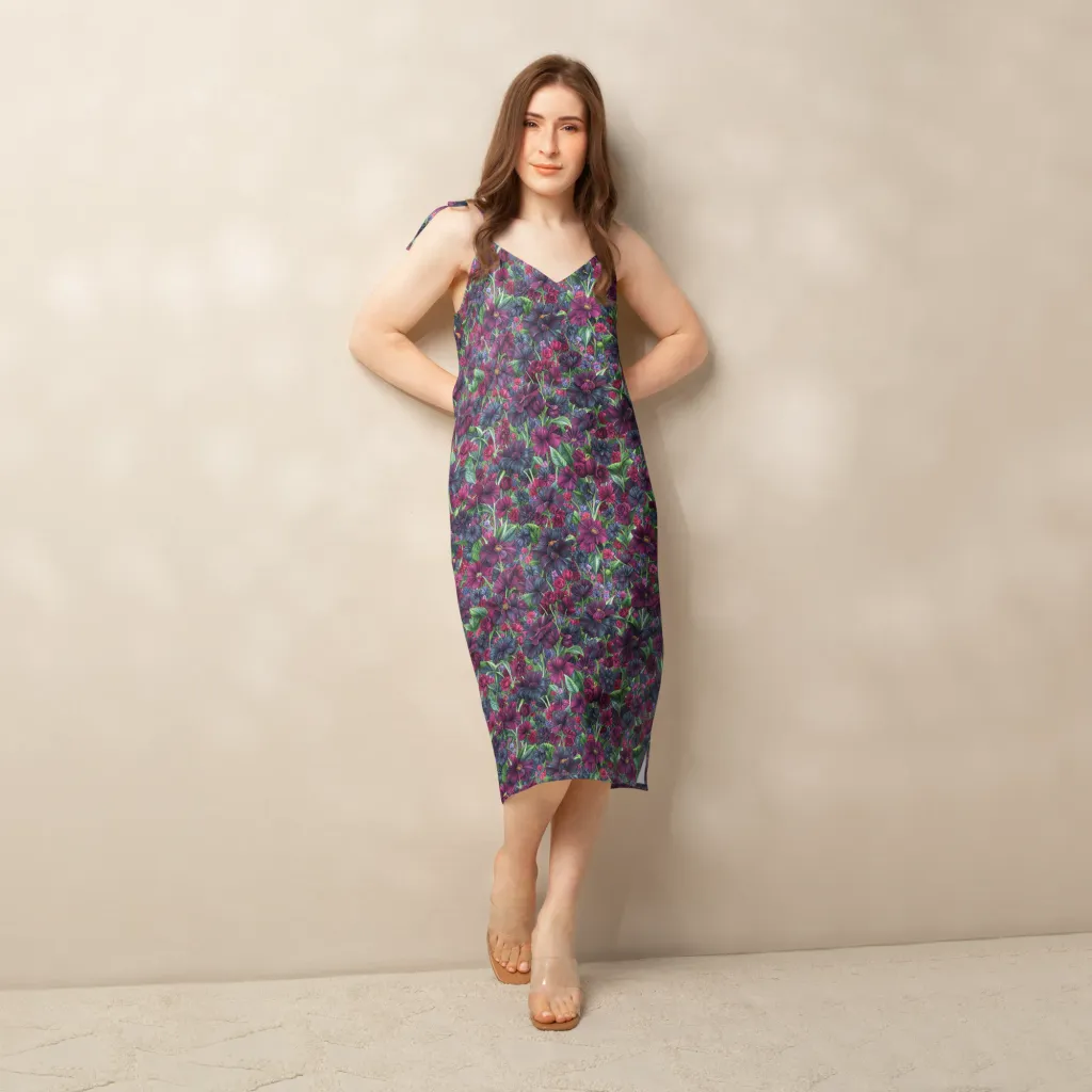 Velvet Night Garden on Slip Dress — Back print