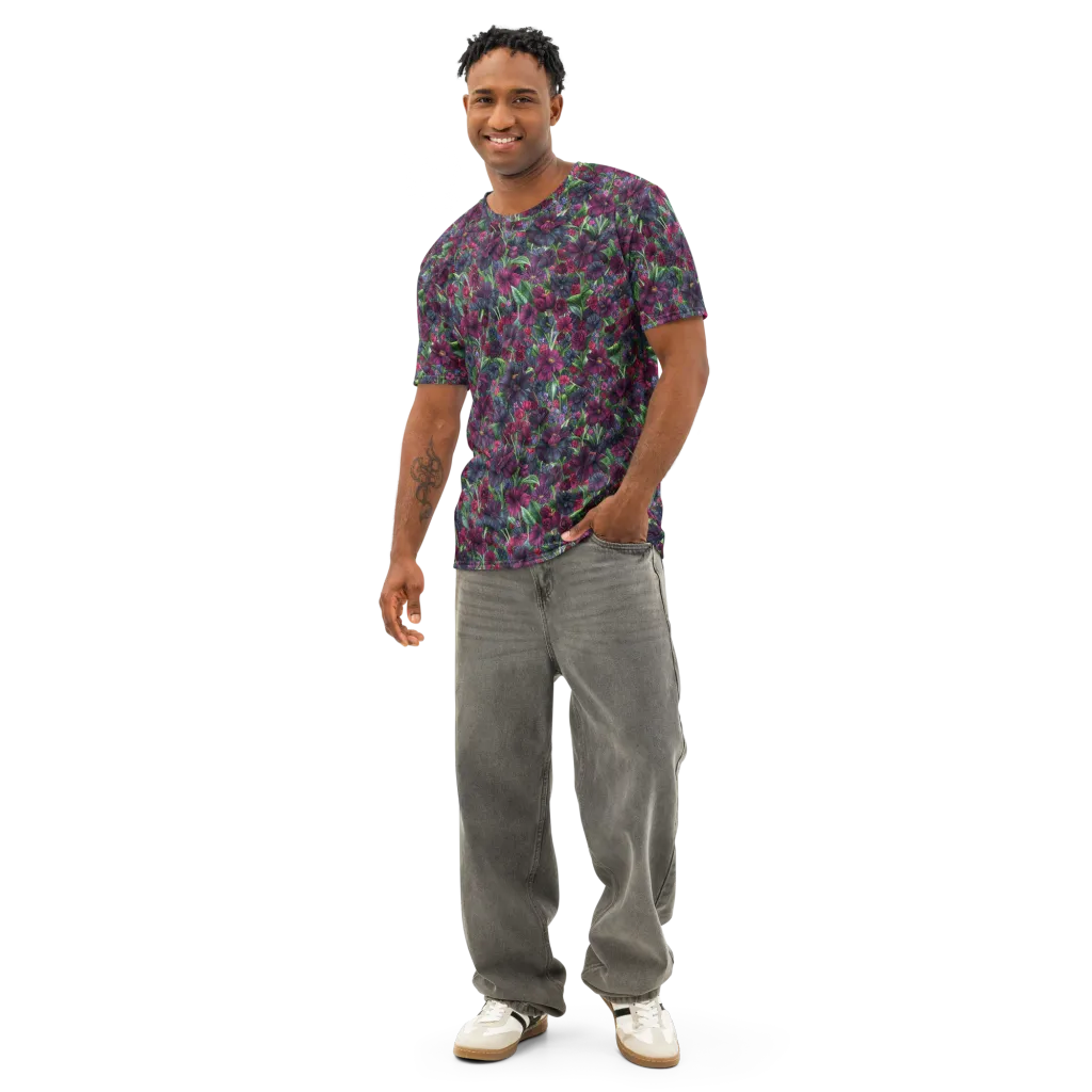 Velvet Night Garden on Men's Cotton Crew Neck T-Shirt — Front