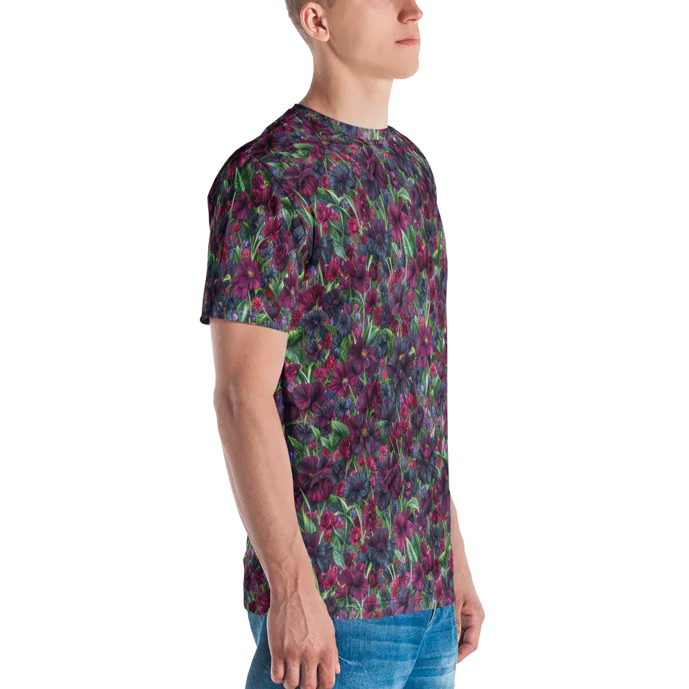 Velvet Night Garden on Men's Crew Neck T-Shirt — Right