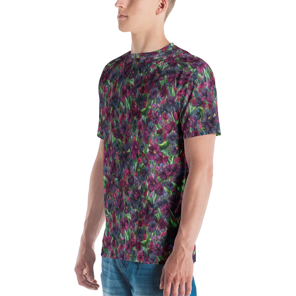 Velvet Night Garden on Men's Crew Neck T-Shirt — Left
