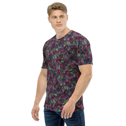 Velvet Night Garden on a Men's Crew Neck T-Shirt