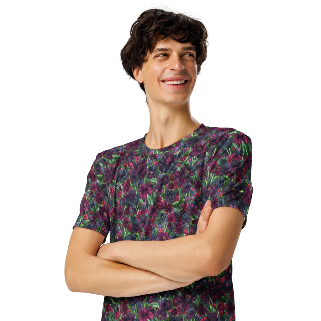 Velvet Night Garden on Men's Crew Neck T-Shirt — Front print