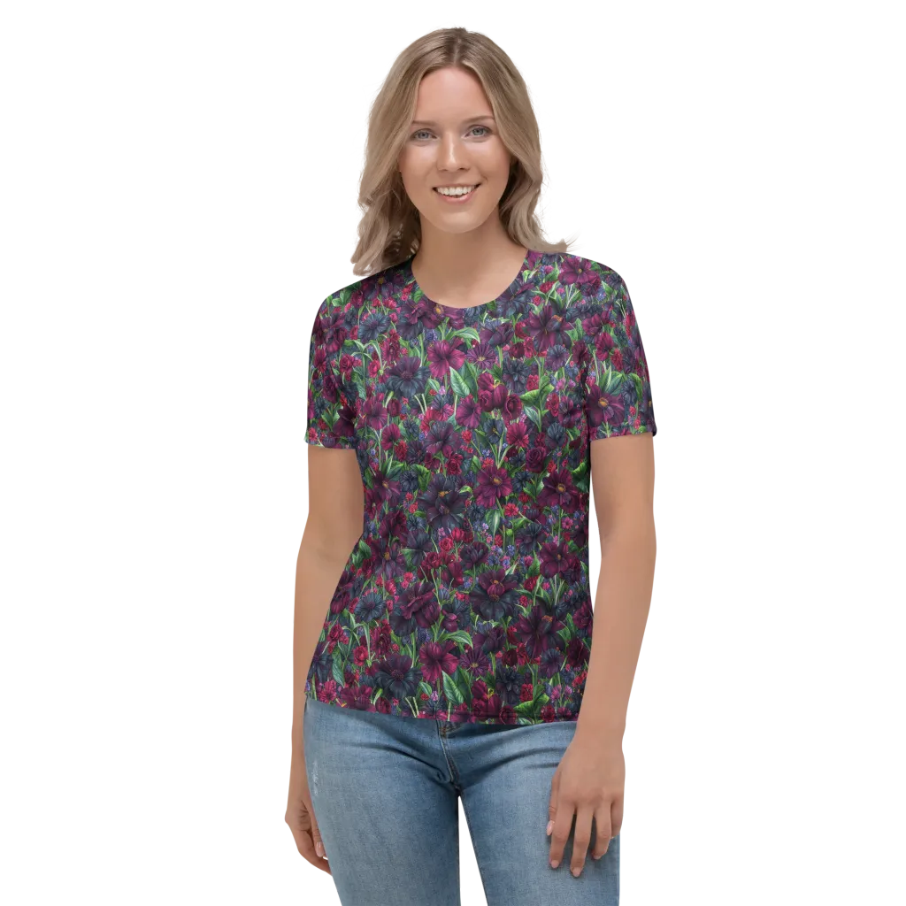 Velvet Night Garden on Women's Crew Neck T-Shirt — Front