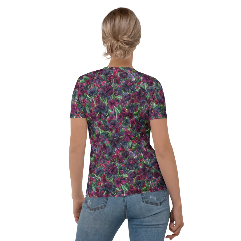 Velvet Night Garden on Women's Crew Neck T-Shirt — Back