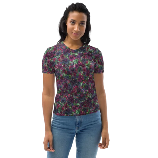 Velvet Night Garden on a Women's Crew Neck T-Shirt