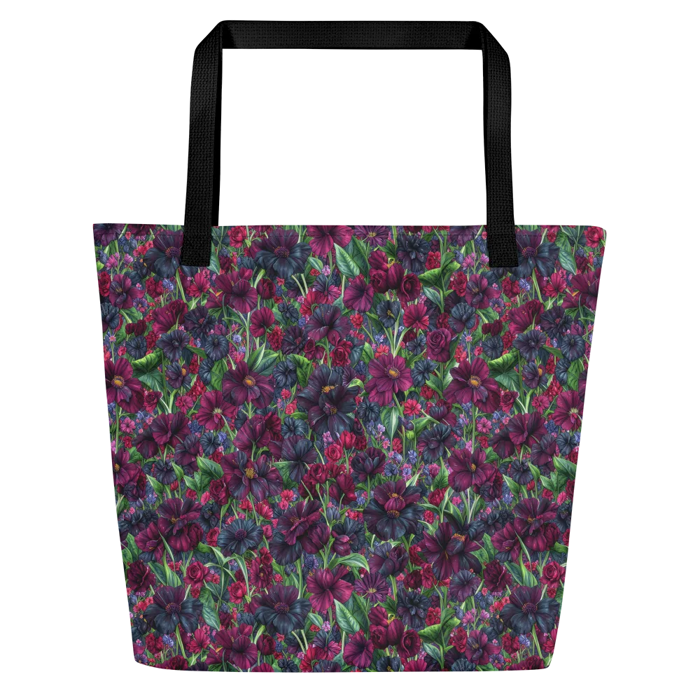 Velvet Night Garden on Large Tote Bag W/ Pocket — Front