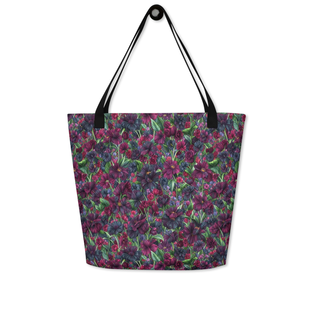 Velvet Night Garden on Large Tote Bag W/ Pocket — Print file