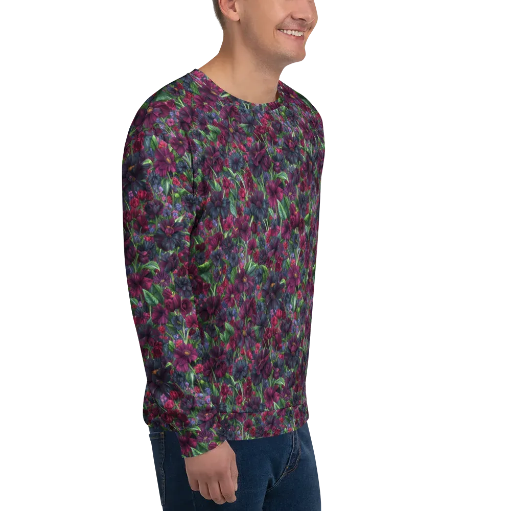 Velvet Night Garden on Sweatshirt — Right Front