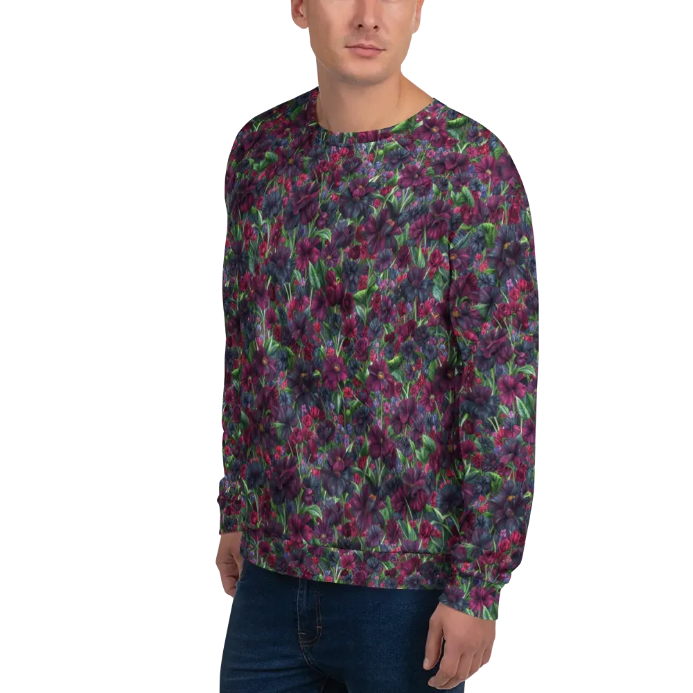 Velvet Night Garden on Sweatshirt — Left Front