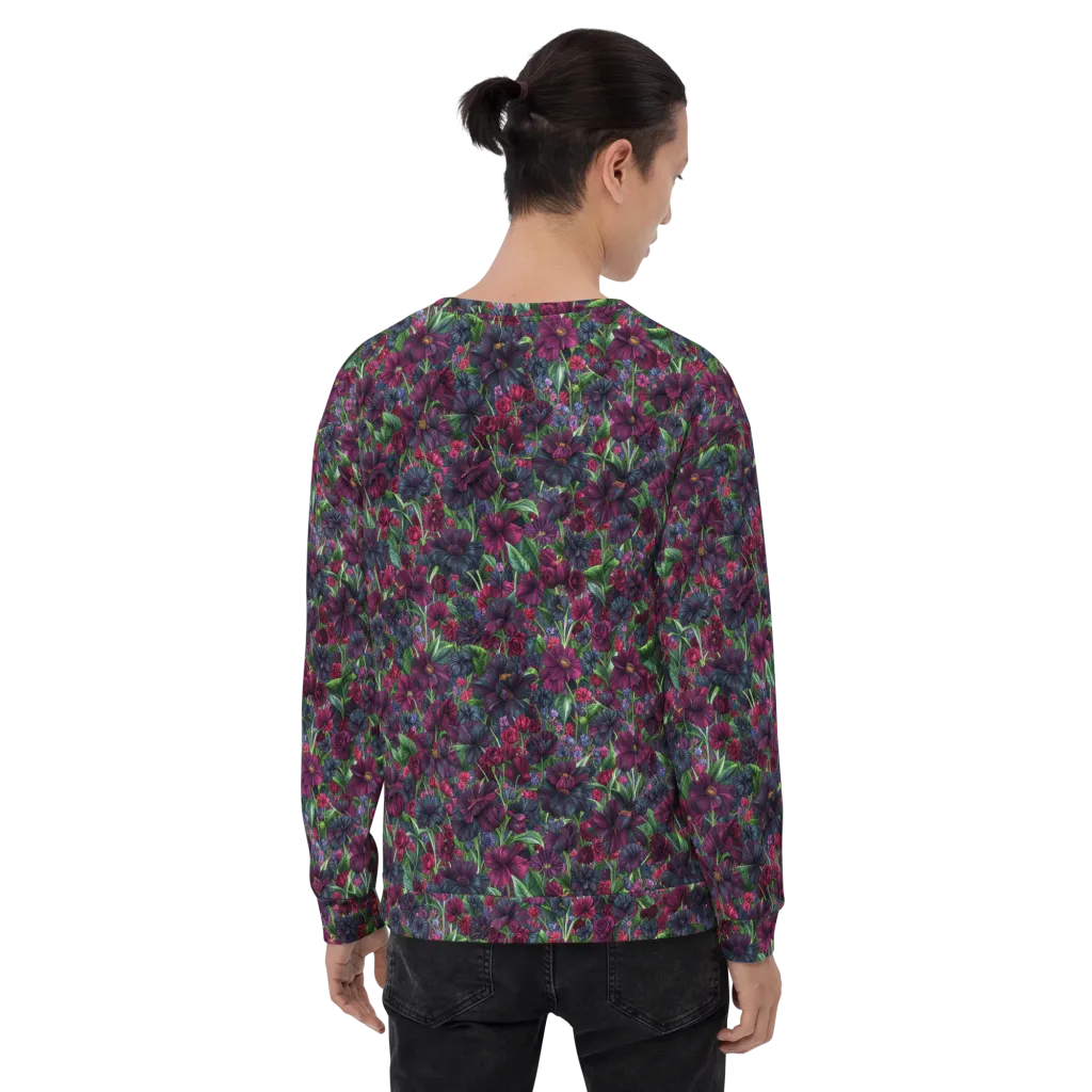Velvet Night Garden on Sweatshirt — Back print