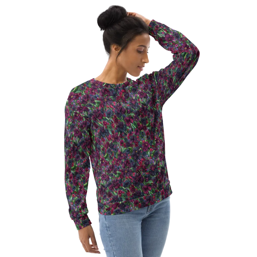Velvet Night Garden on Sweatshirt — Right sleeve
