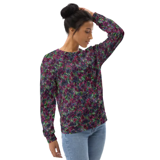 Velvet Night Garden on a Sweatshirt