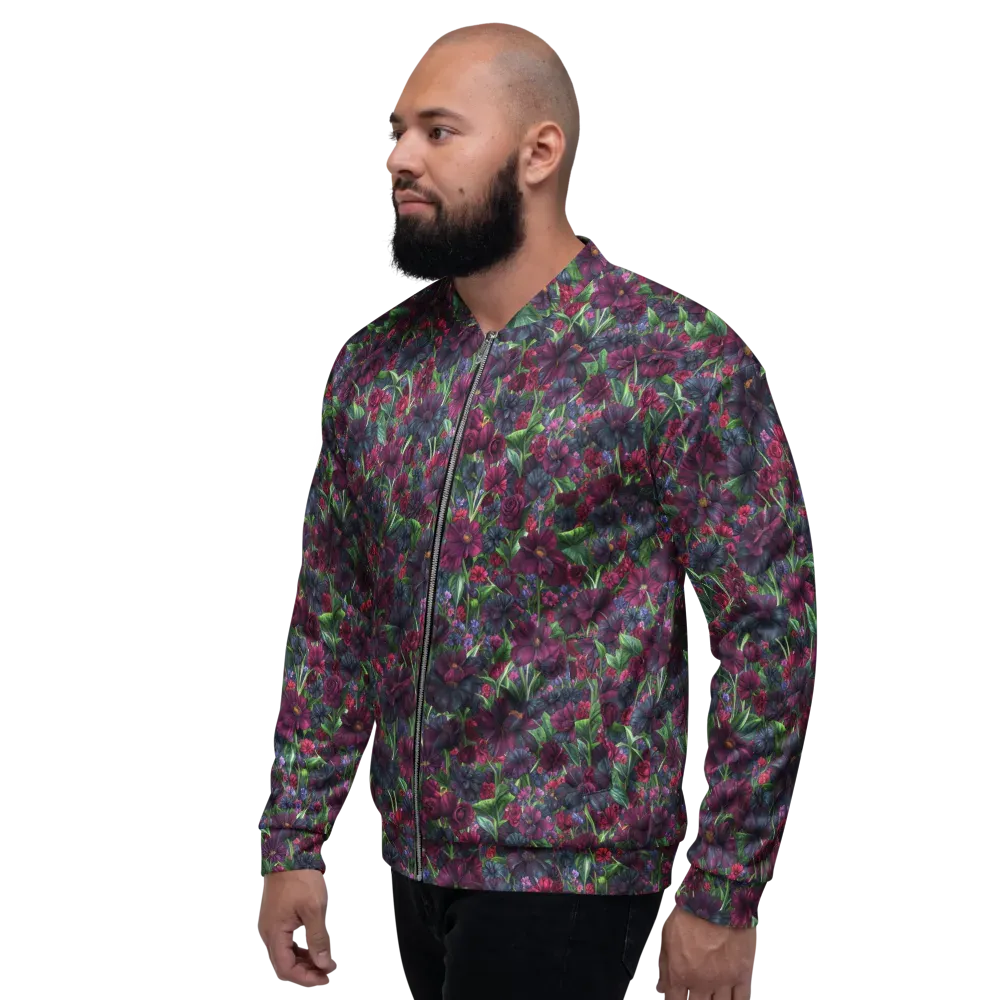 Velvet Night Garden on Bomber Jacket — Left
