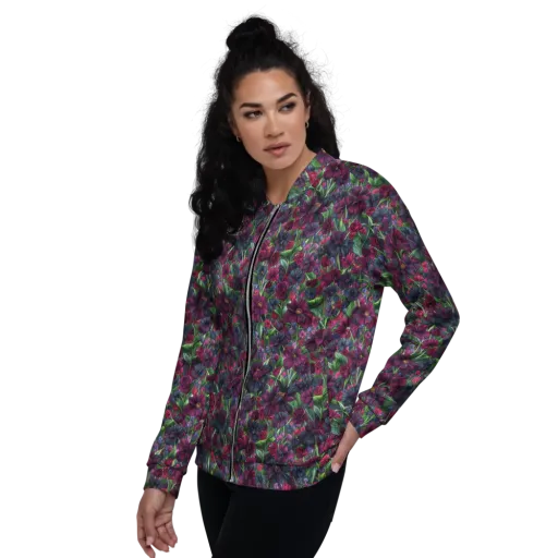 Velvet Night Garden on a Bomber Jacket