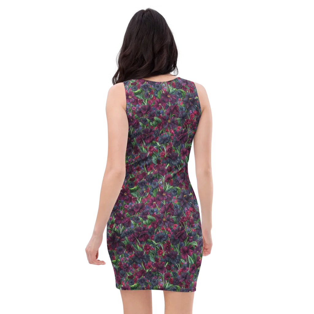 Velvet Night Garden on Bodycon Dress — Back