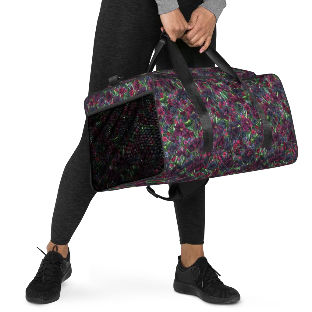 Velvet Night Garden on Duffle Bag — Right Front