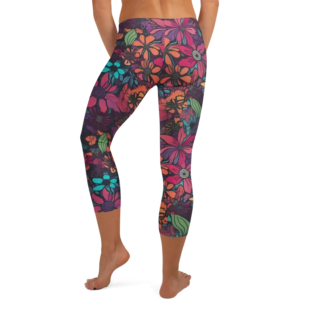 Neon Herbarium on Capri Leggings — Back