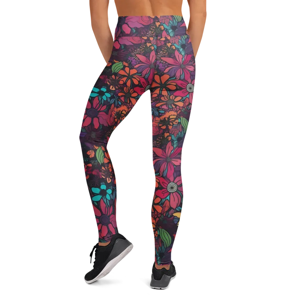 Neon Herbarium on Yoga Leggings — Back