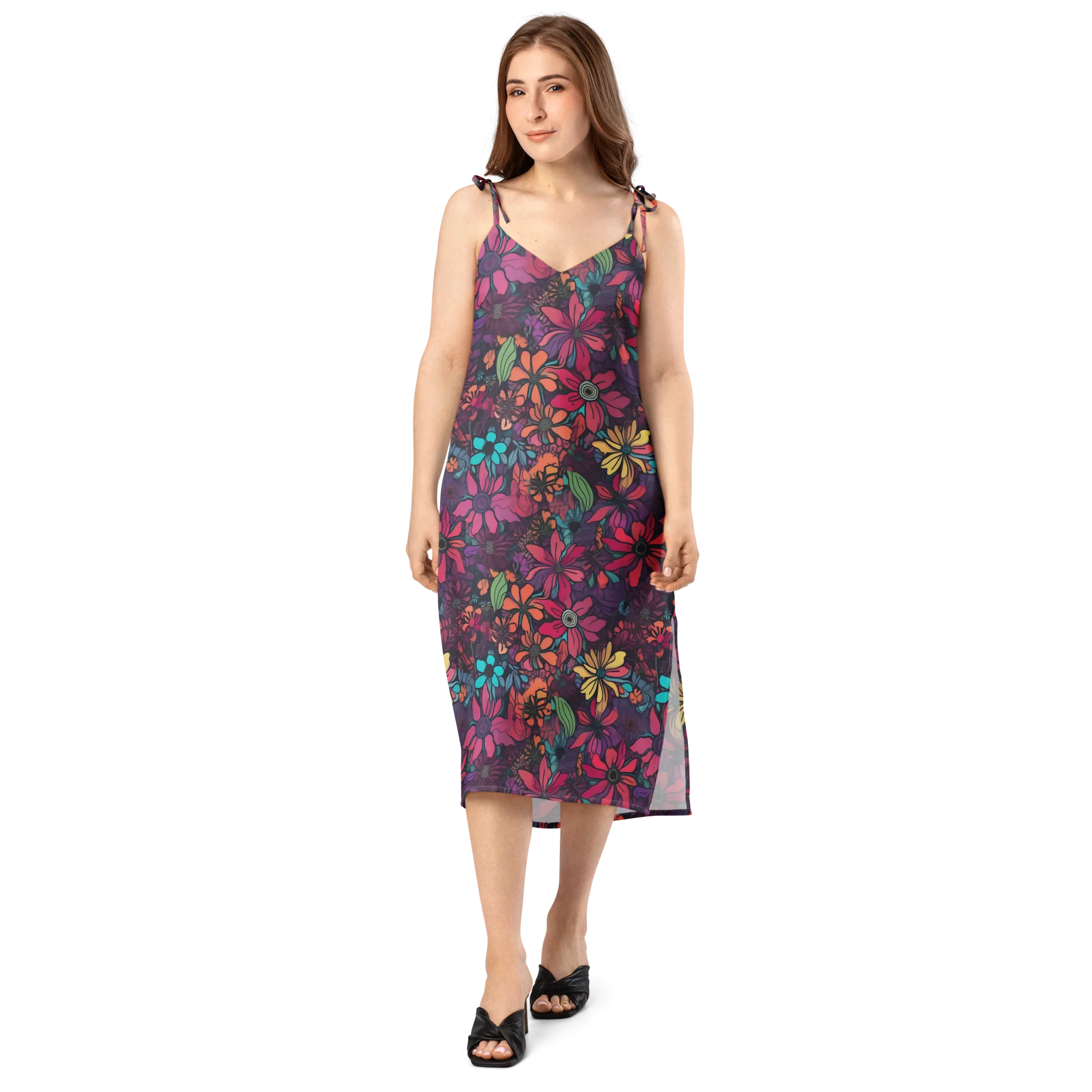Neon Herbarium on Slip Dress — Front