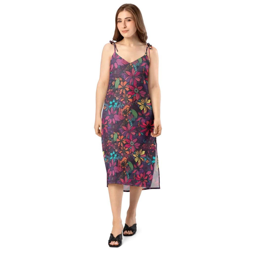 Neon Herbarium on Slip Dress — Front