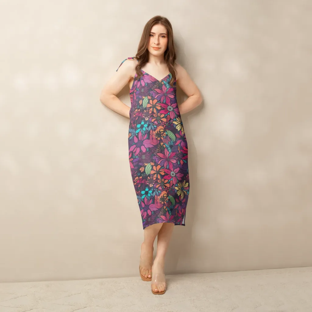 Neon Herbarium on Slip Dress — Back print