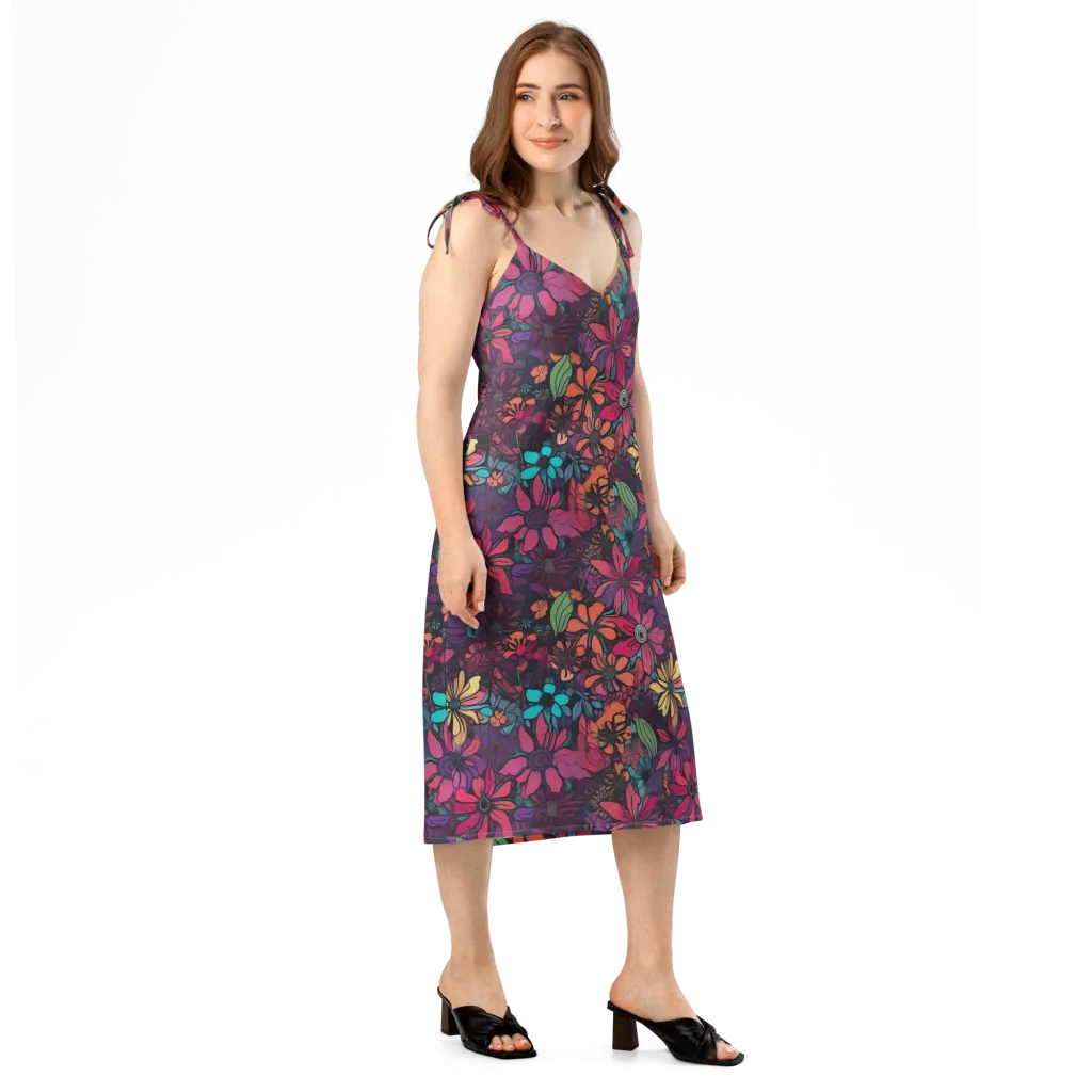 Neon Herbarium on Slip Dress — Right Front