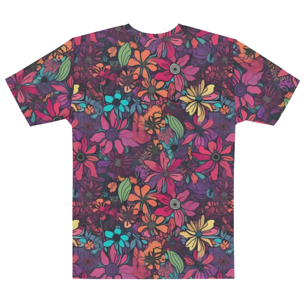 Neon Herbarium on Men's Cotton Crew Neck T-Shirt — Front print