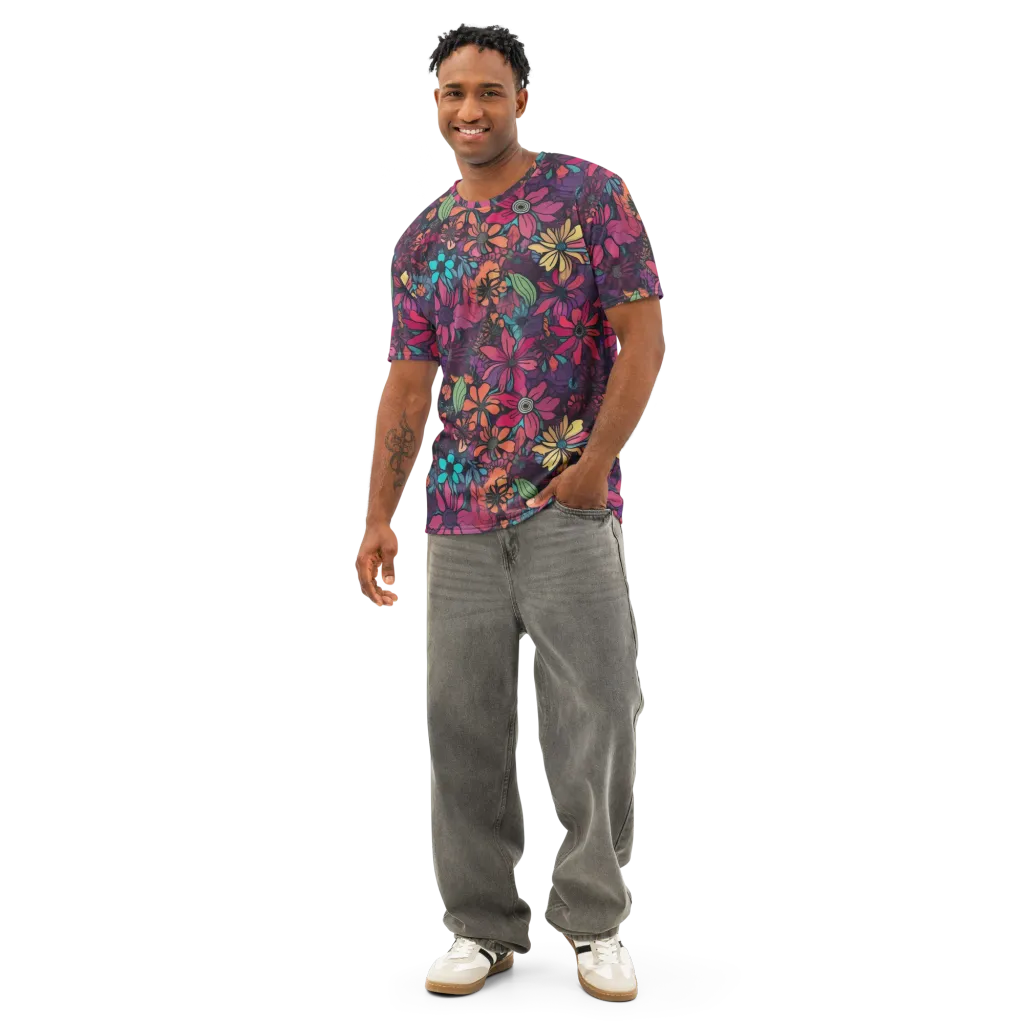 Neon Herbarium on Men's Cotton Crew Neck T-Shirt — Front