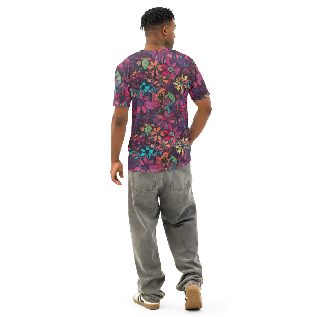 Neon Herbarium on Men's Cotton Crew Neck T-Shirt — Back