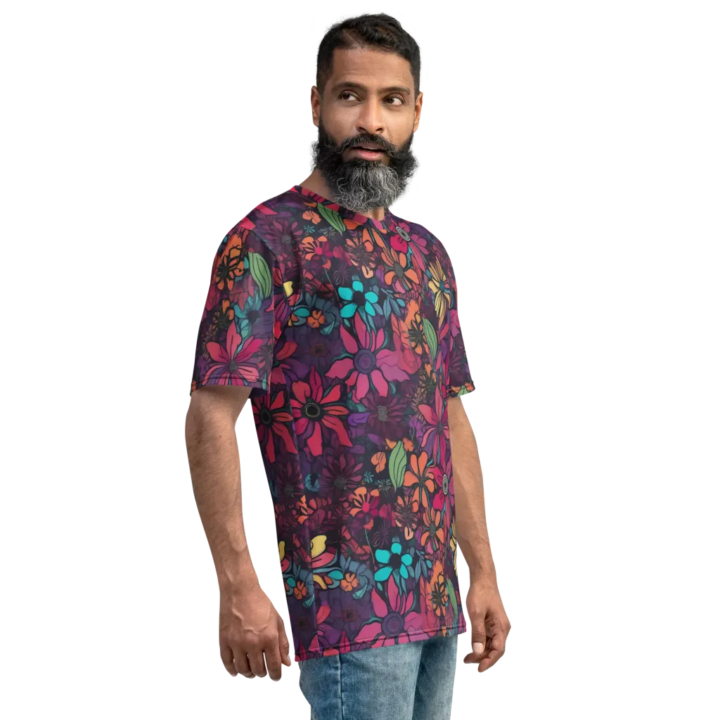 Neon Herbarium on Men's Crew Neck T-Shirt — Right sleeve