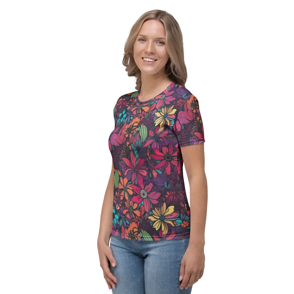 Neon Herbarium on Women's Crew Neck T-Shirt — Left sleeve