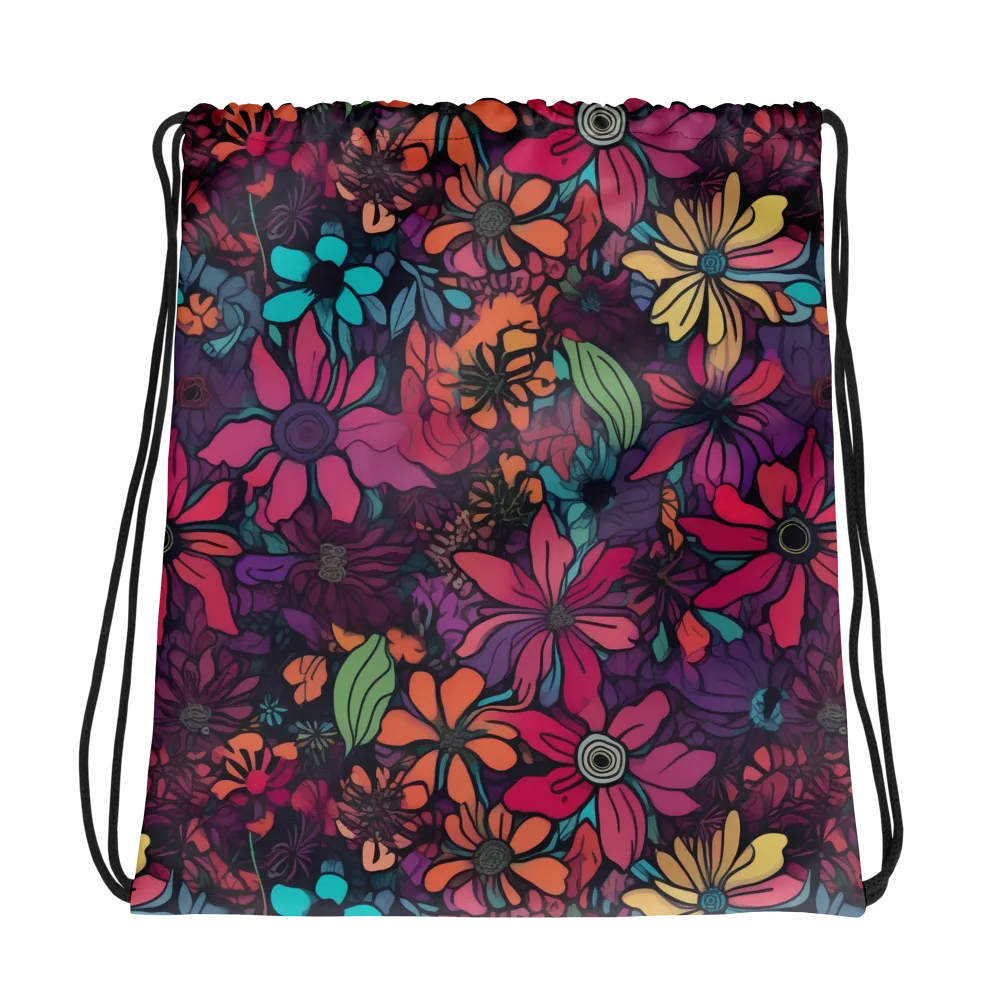 Neon Herbarium on Drawstring Bag — Mockup