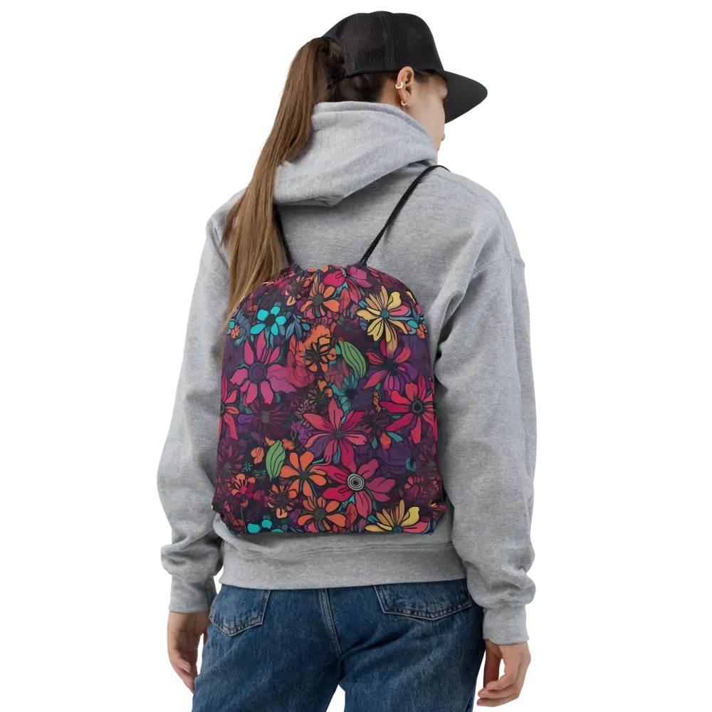 Neon Herbarium on Drawstring Bag — Front