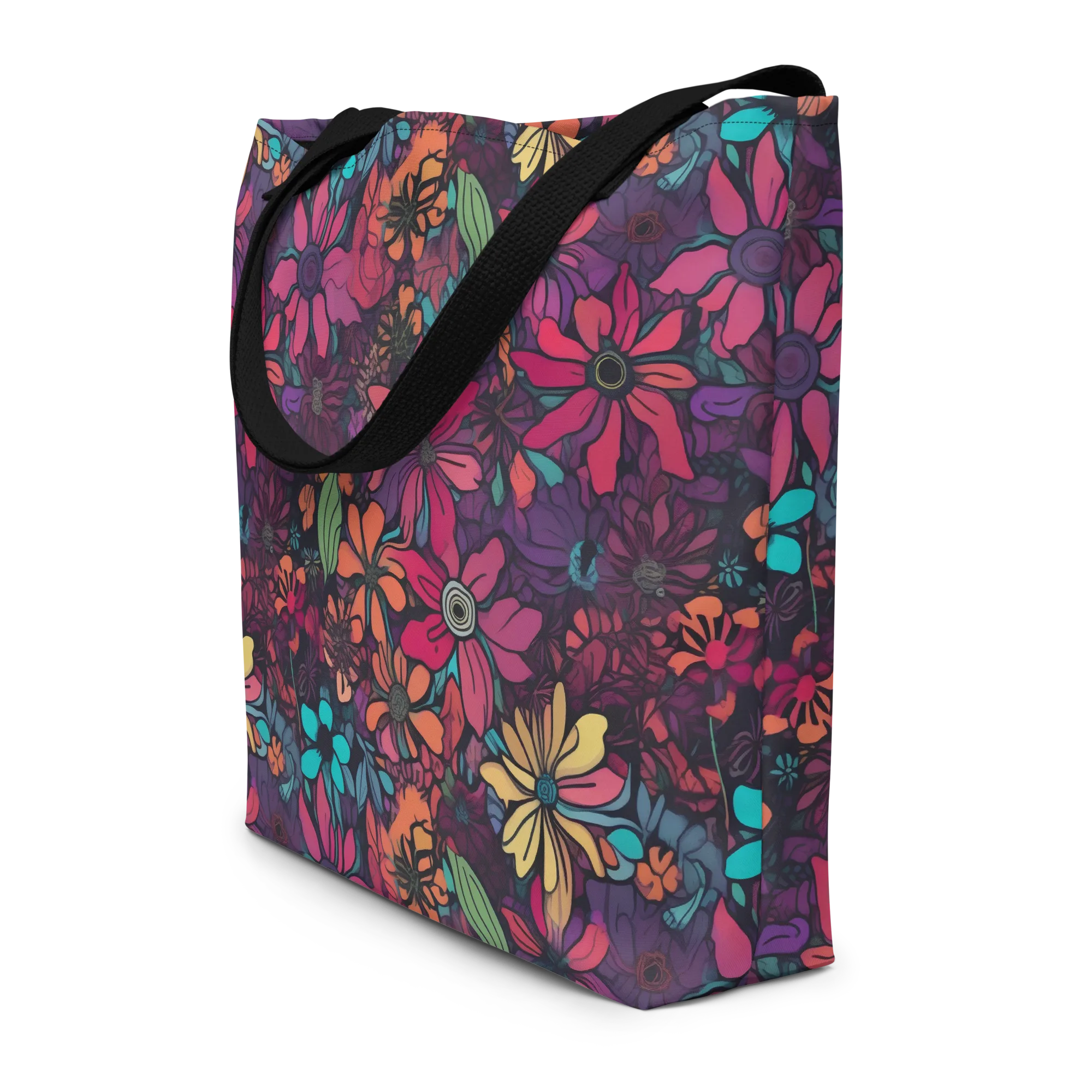Neon Herbarium on Large Tote Bag W/ Pocket — Print file