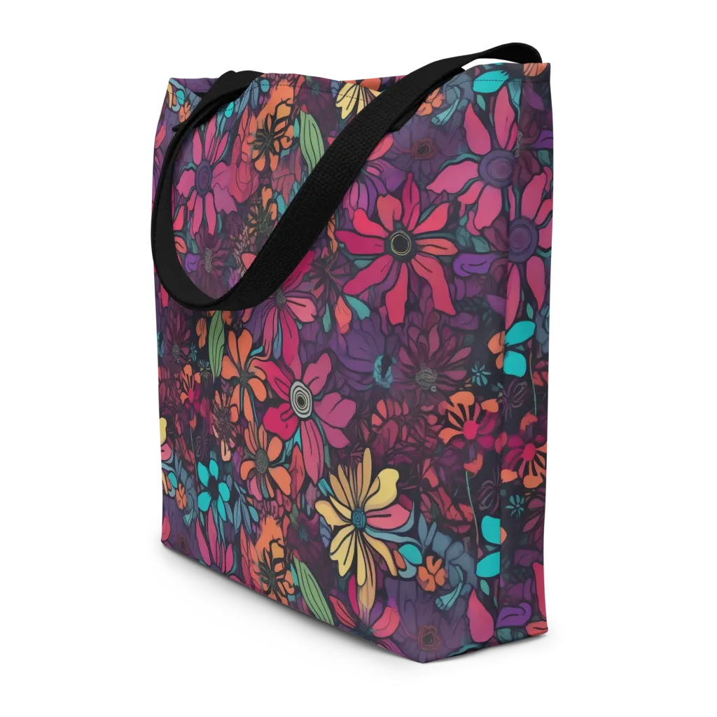 Neon Herbarium on Large Tote Bag W/ Pocket — Print file