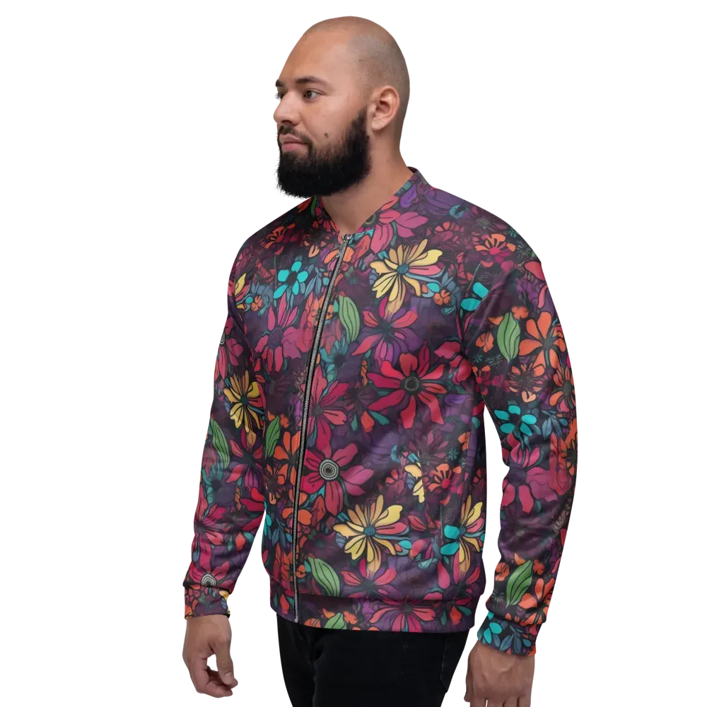 Neon Herbarium on Bomber Jacket — Left