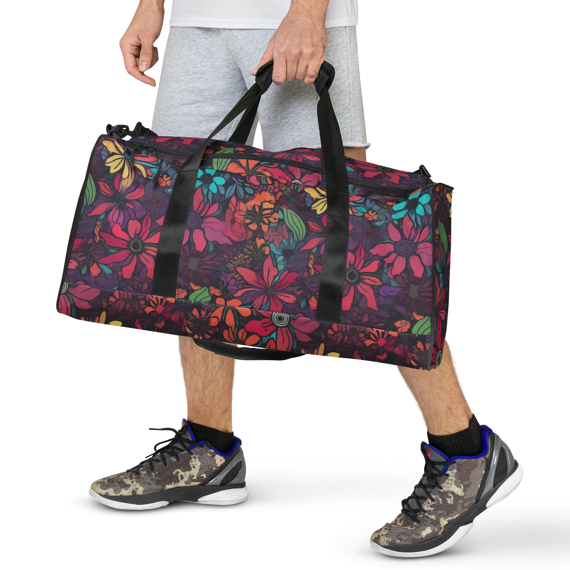 Neon Herbarium on Duffle Bag — Front print