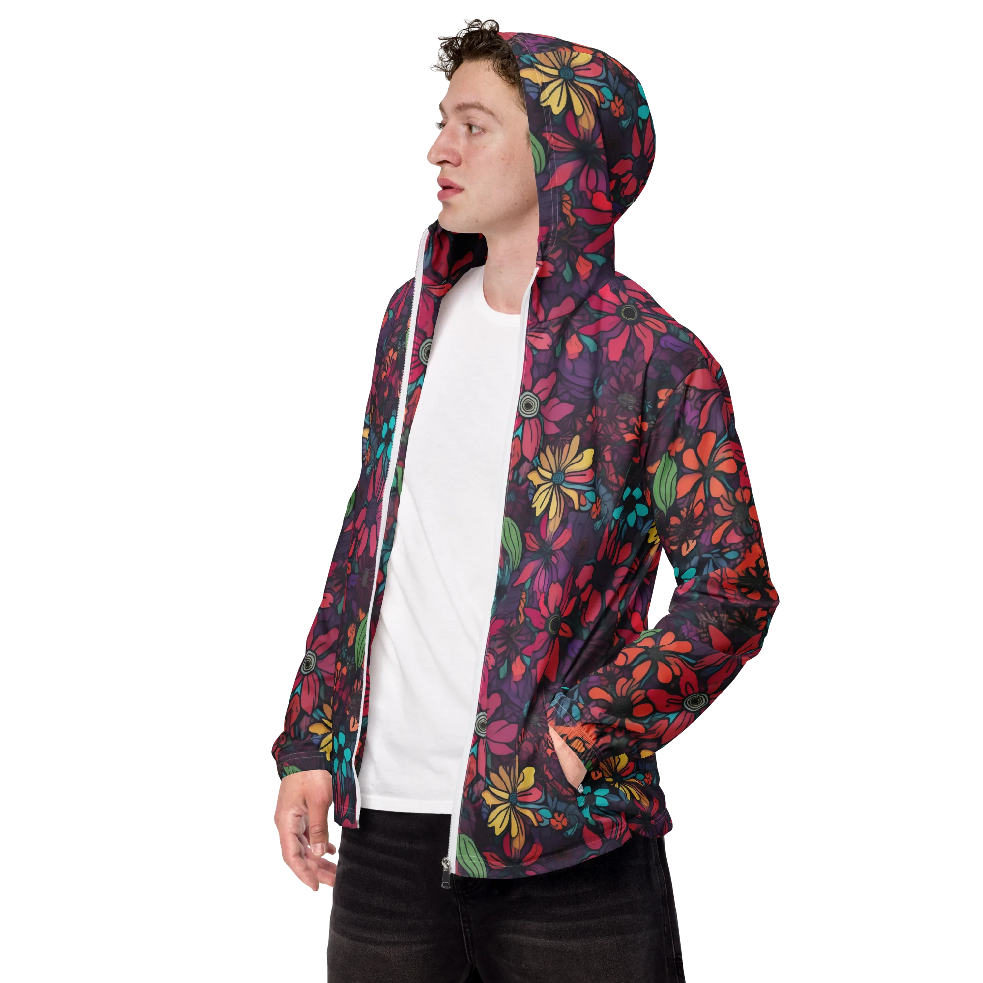 Neon Herbarium on Men's Windbreaker — Left Front