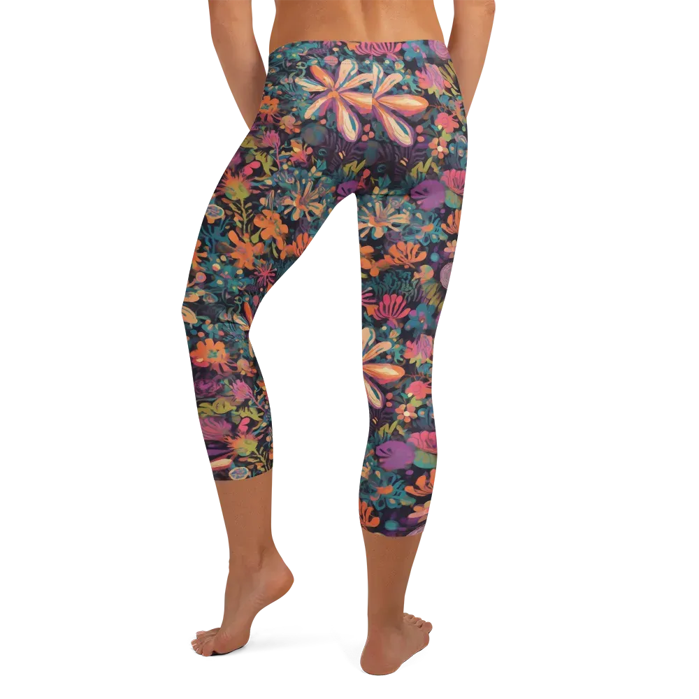 Electric Herbarium on Capri Leggings — Back