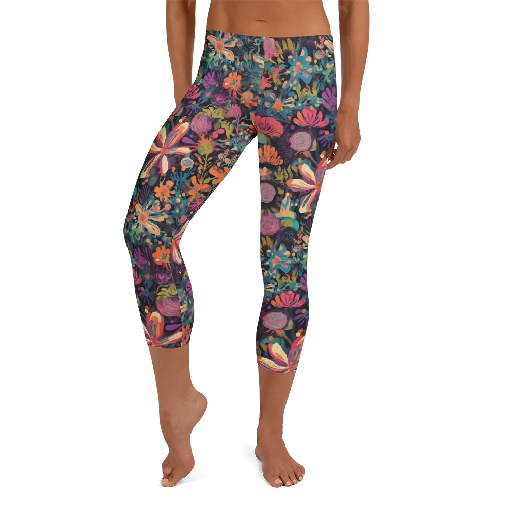 Electric Herbarium on Capri Leggings — Front
