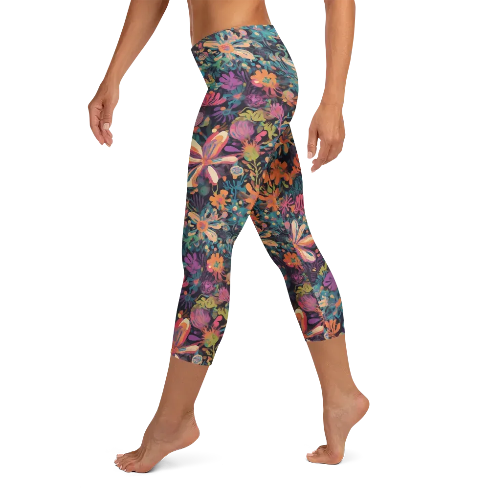 Electric Herbarium on Capri Leggings — Left