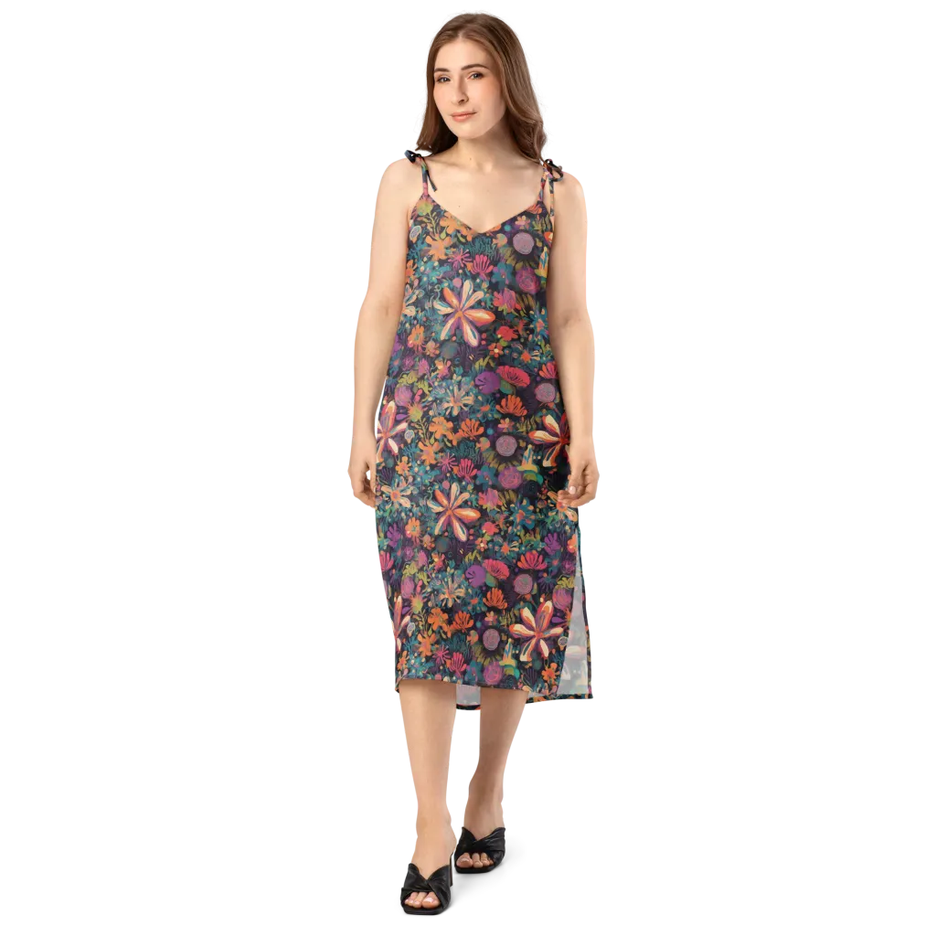 Electric Herbarium on Slip Dress — Front