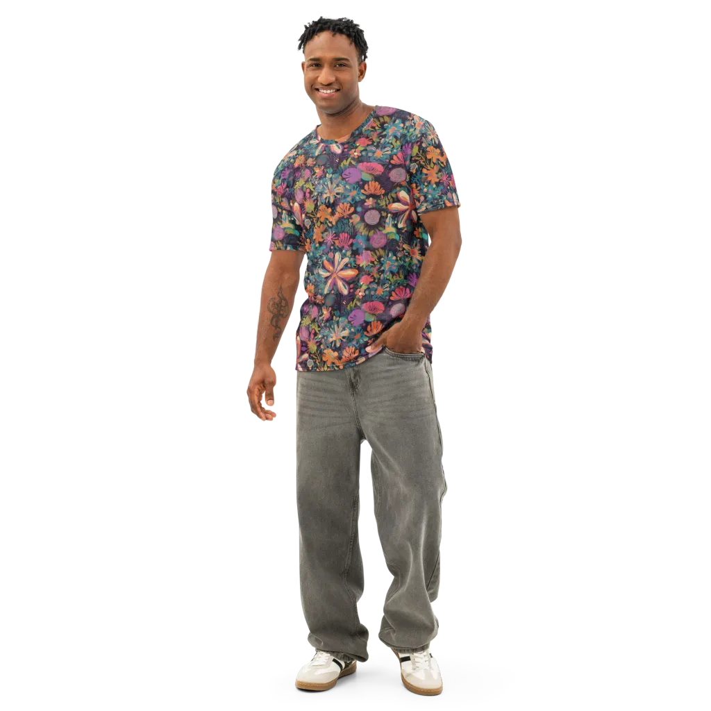 Electric Herbarium on Men's Cotton Crew Neck T-Shirt — Front
