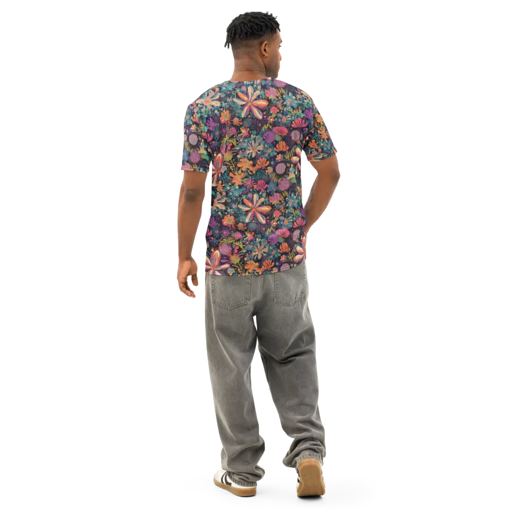 Electric Herbarium on Men's Cotton Crew Neck T-Shirt — Back