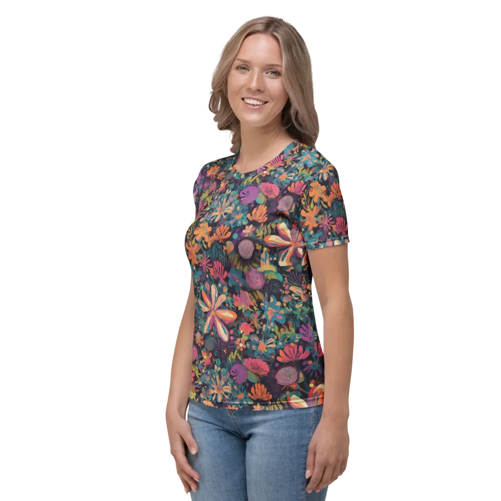 Electric Herbarium on Women's Crew Neck T-Shirt — Left sleeve