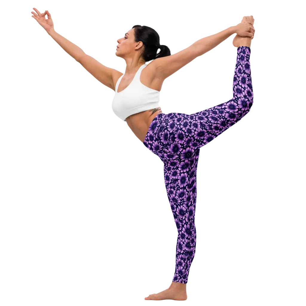 Violet Afterglow on Yoga Leggings — Front waist