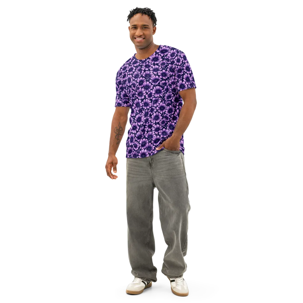 Violet Afterglow on Men's Cotton Crew Neck T-Shirt — Front