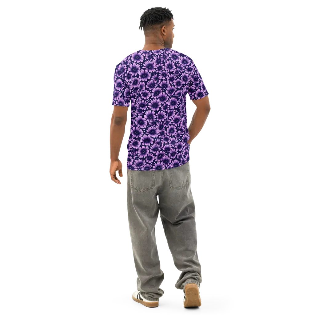 Violet Afterglow on Men's Cotton Crew Neck T-Shirt — Back